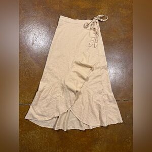 Versona linen cream ruffle wrap maxi skirt size small